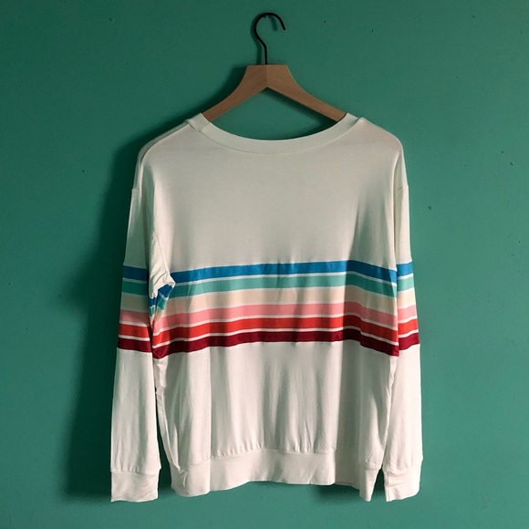1 LEFT - Long Sleeve Rainbow Striped Tee - Picture 3 of 4